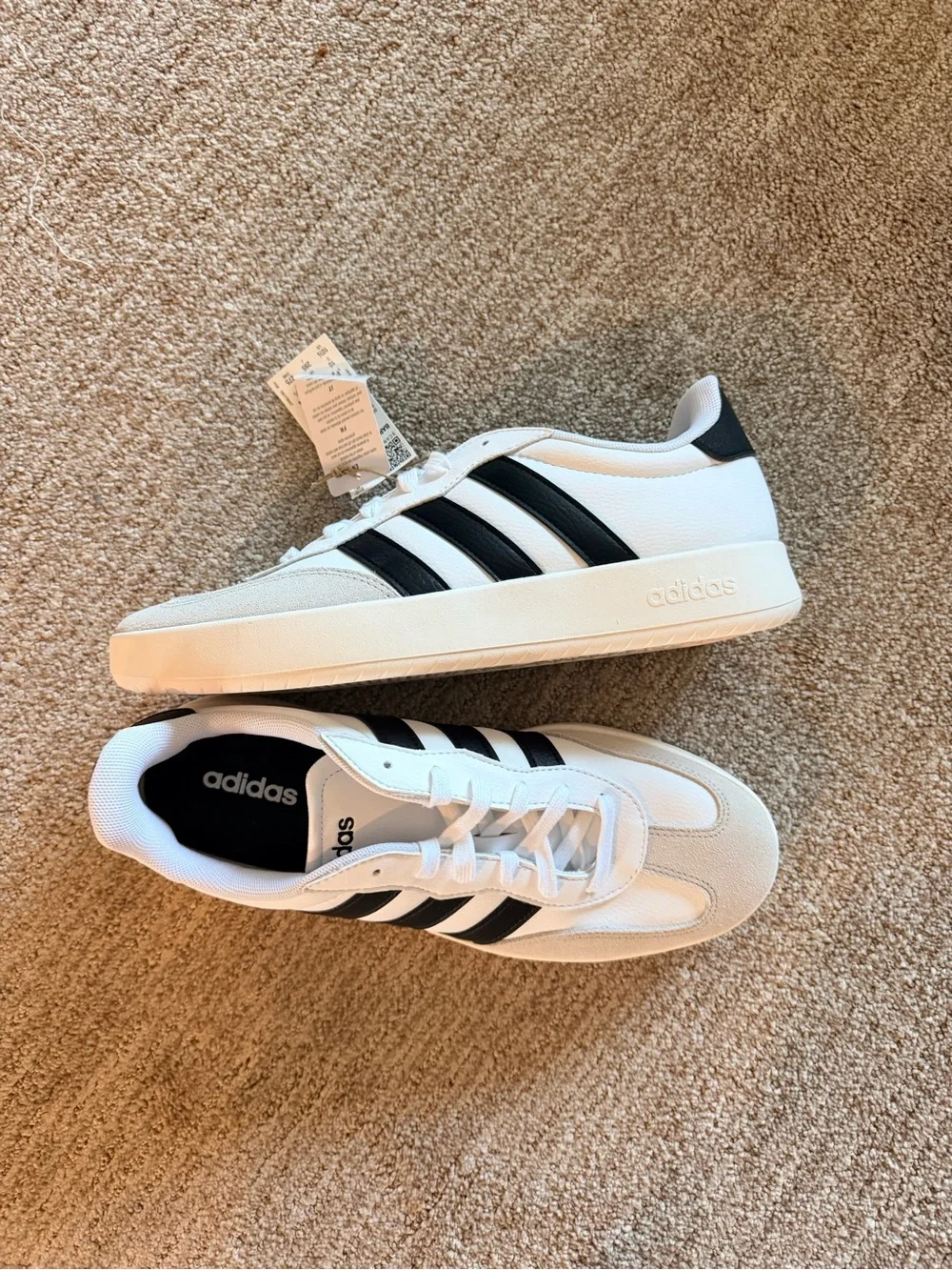 Adidas Barreda White and Black Low-Profile Sneakers